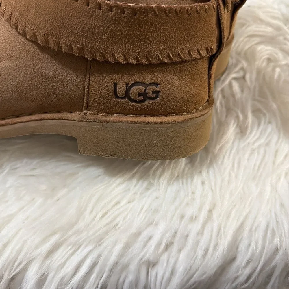 UGG Tan Suede Slippers with Cream Fur
